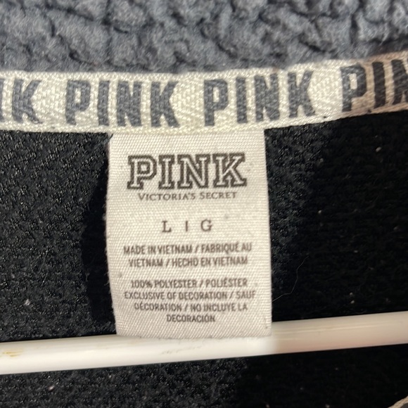 Victoria’s Secret PINK Black Fuzzy Quarter Zip Size Large - Picture 2 of 9